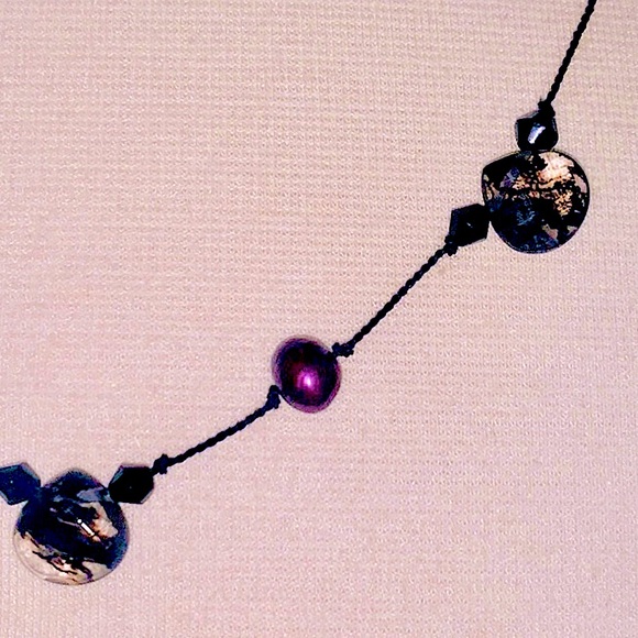 Rutilated Quartz Freshwater Pearl & Silk Necklace - Picture 3 of 7